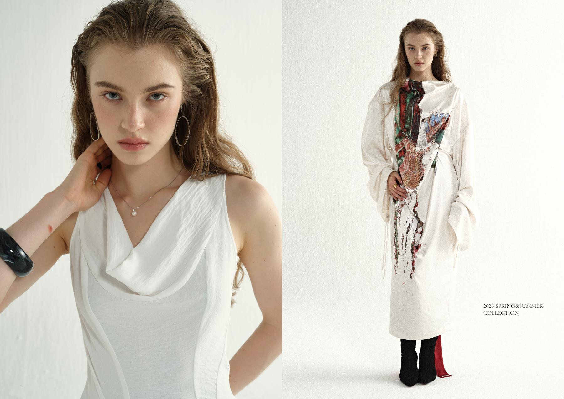 Pucai SS26 draped ivory look
